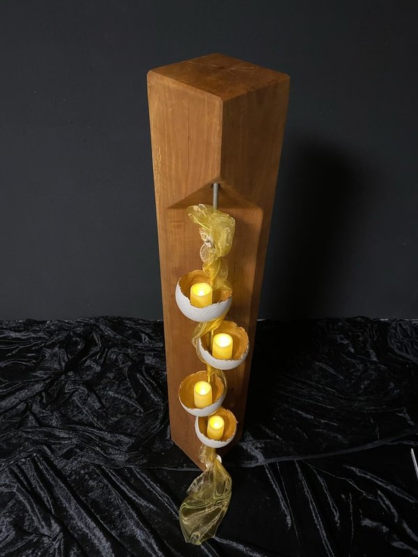 Drachenlicht - Holzstähle - Weiß / Gold - 100 cm